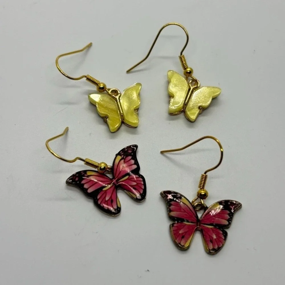Butterfly Earrings in Gold‎ Tone Whimisical Fairy Core